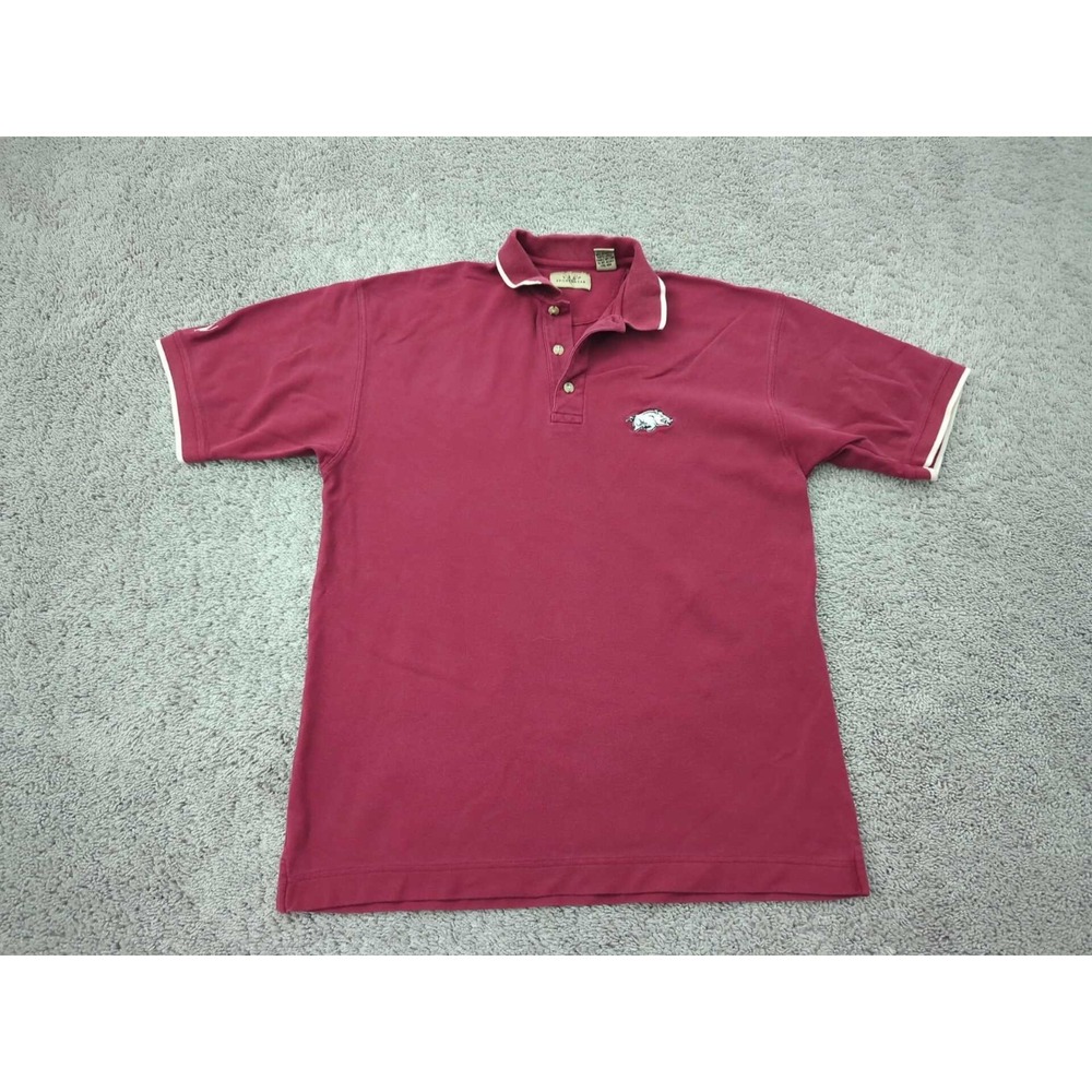 Arkansas Razorbacks Polo Shirt‎ Mens L NCAA Vesi Sportswear Made in Macau
